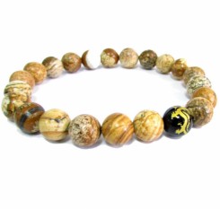 Браслет из яшмы древесной и бусиной Золотой Дракон
