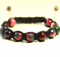 Кожаный браслет из бордового турмалина