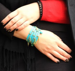 Браслет Scappa из бирюзовой кожи с подвесками