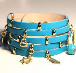 Браслет Scappa из бирюзовой кожи с подвесками