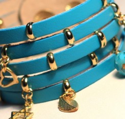Браслет Scappa из бирюзовой кожи с подвесками