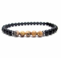 Браслет Рог изобилия на резинке из яшмы и оникса