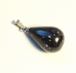 Кулон Обсидиан капелькой на кожаном шнуре