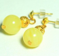 Серьги из янтаря медового