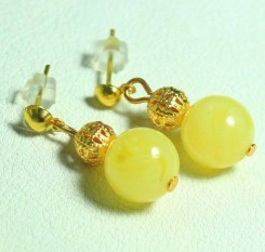 Серьги из янтаря медового