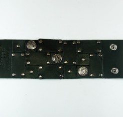 Широкий кожаный браслет черный или коричневый (P609)