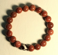 Браслет из авантюрина золотого и агатовая бусина Дзи Черепаха