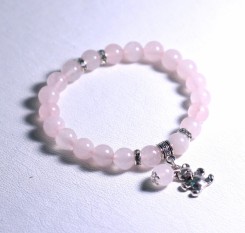 Браслет из розового кварца на резинке Мишка (8 мм)