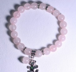 Браслет из розового кварца на резинке Мишка (8 мм)