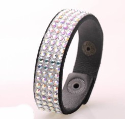 Женский яркий кожаный браслет Swarovski (SW-818)