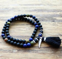 Бусы унисекс из шунгита, лазурита и яшмы