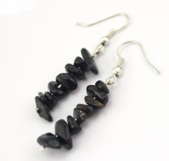 Сережки из сечки черного агата