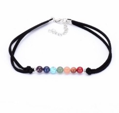 Браслет-гармонизатор из кожи 7 чакр (шарики)