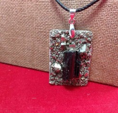 Кулон с черным турмалином в пирите