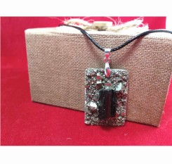 Кулон с черным турмалином в пирите
