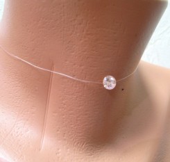 Кулон невидимка на леске с розовым фианитом