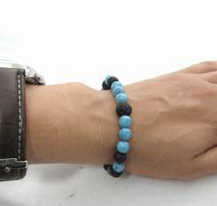 Браслет Счастье из бирюзы, гематита, шунгита и лавы