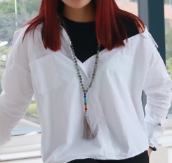 Мусульманские бусы-четки из лабрадорита с камнями по чакрам