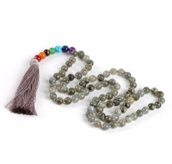 Мусульманские бусы-четки из лабрадорита с камнями по чакрам