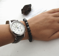 Мужской браслет Стихия: гематит, шунгит и лава