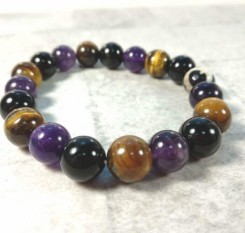 Браслет из 3-х видов натуральных камней успеха и денег + бусина Дзи Черепаха