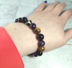 Браслет из 3-х видов натуральных камней успеха и денег + бусина Дзи Черепаха