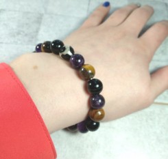 Браслет из 3-х видов натуральных камней успеха и денег + бусина Дзи Черепаха