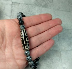 Браслет із обсидіану та Дзі 9 очей на енергію і гроші