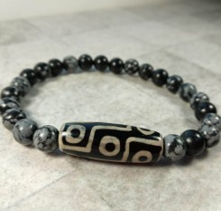 Браслет із обсидіану та Дзі 9 очей на енергію і гроші