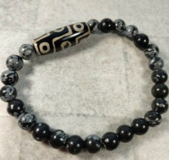 Браслет із обсидіану та Дзі 9 очей на енергію і гроші