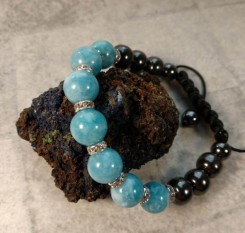 Аквамариновый браслет Атлантида со стразами