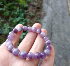 Браслет Лавандовый аметист с серебряными вставками