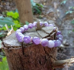 Браслет Лавандовый аметист с серебряными вставками