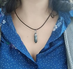 Кулон-шестигранник с розовым кварцем