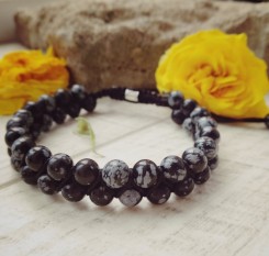 Браслет Оберег и Защита (обсидиан снежный)