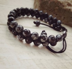 Браслет Оберег и Защита (обсидиан снежный)