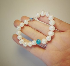 Браслет із перлин (жемчуг) і ларимару Ніжність
