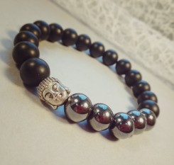 Браслет Защитная Мантра из шунгита и гематита