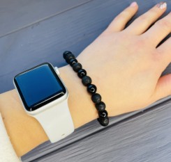 Чоловічий браслет із шунгіту люкс і лави по 8мм