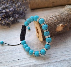 Дитячий браслет на щастя і радість із бірюзи і стразів