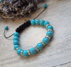 Дитячий браслет на щастя і радість із бірюзи і стразів