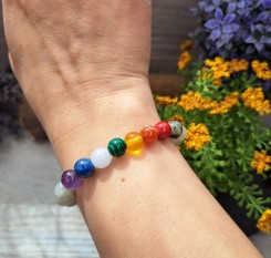 Браслет із лабрадоритом та каменями по чакрам людини