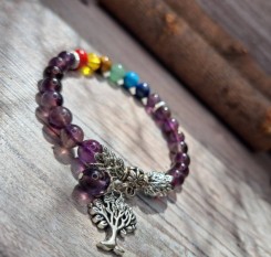 Аметистовий браслет із каменями по чакрах людини