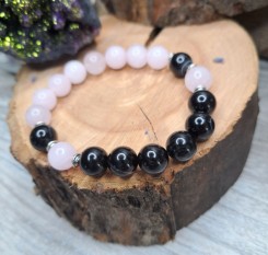 Браслет "Енергія кохання" (агат та рожевий кварц 10мм)