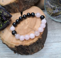 Браслет "Енергія кохання" (агат та рожевий кварц 10мм)