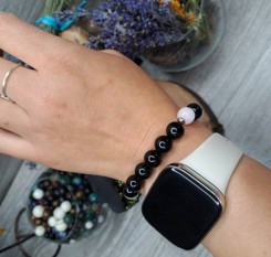 Браслет "Енергія кохання" (агат та рожевий кварц 10мм)