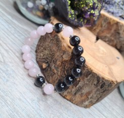 Браслет "Енергія кохання" (агат та рожевий кварц 10мм)