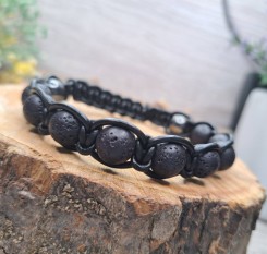 Браслет Престиж (вулканічна лава в шкірі)
