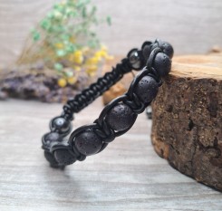 Браслет Престиж (вулканічна лава в шкірі)