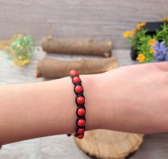 Дитячий браслет шамбала із коралу 6мм